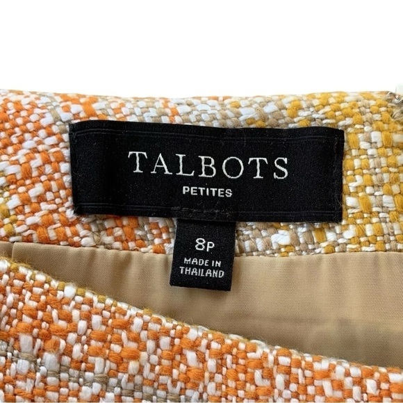 Talbots Tweed Ombre Cotton Blend Pencil Skirt Orange Yellow Ivory Size Petite 8 - Picture 5 of 6